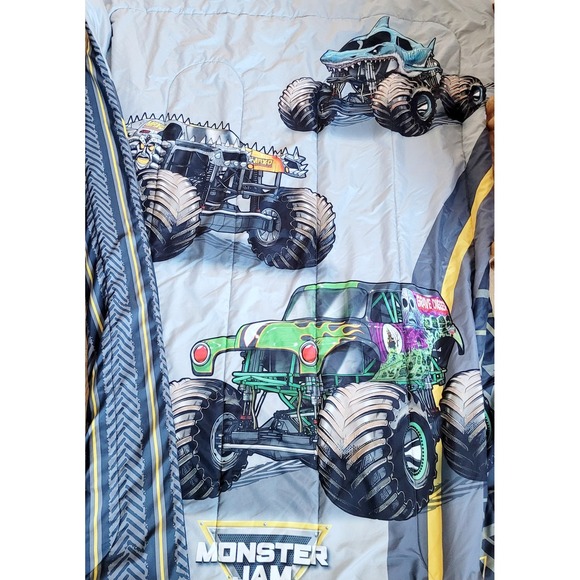 Monster Jam Other - Vintage Monster Jam Comforter Blanket Full Trucks Grave Digger Shark Bedding Kid